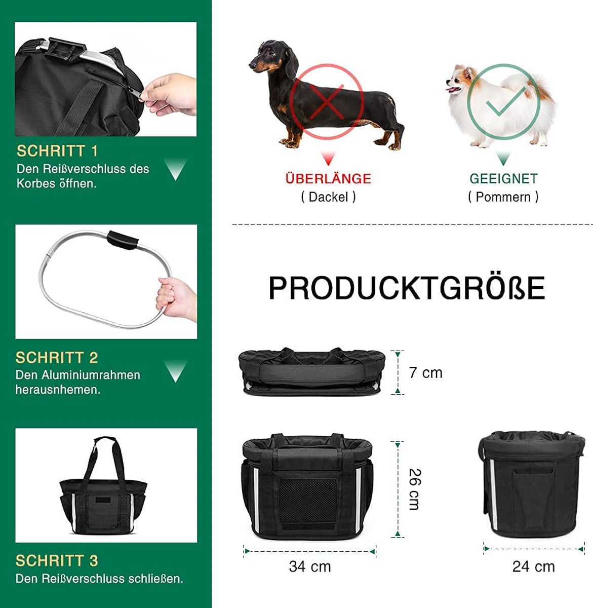 SnelShoppen - Fietsmand voor Honden - Afneembare Fietsmand voor Dames - Mountainbike Hondenmand met Veiligheidsgordel - Handige en Duurzame Fietsacces