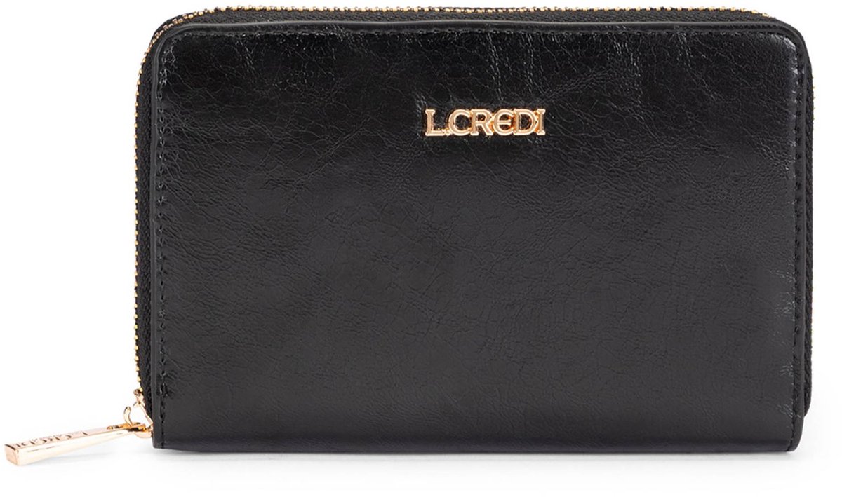 L.CREDI portemonnee Sohanni Zip Around Wallet Black zwart
