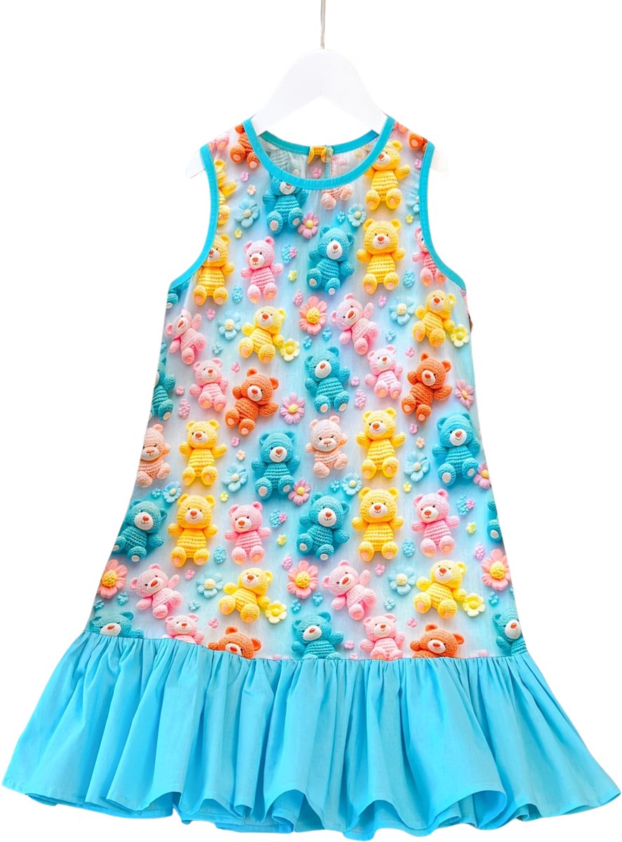 Currero Zomerjurk Meisjes Zomerjurken Kinderen Jurk Meisje Ibiza Stijl Sundress Kinderkleding Hemelsblauw 4-5 Jaar