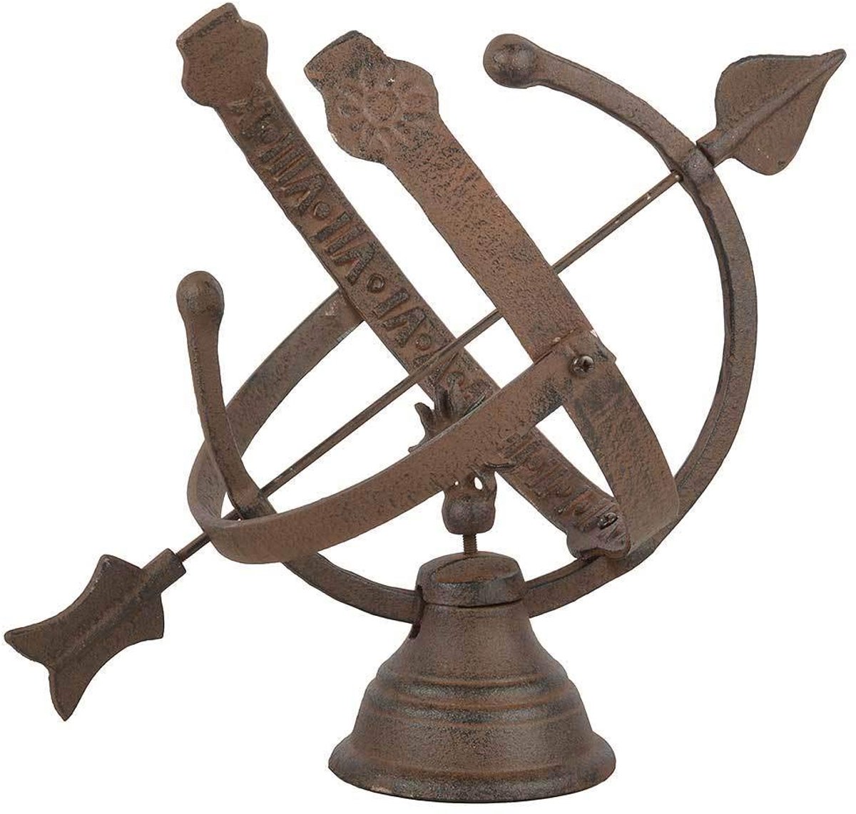 SnelShoppen - Antieke Zonnewijzer Gietijzer Roestbruin Tuindecoratie 32cm Hoog - Vintage Stijl Buiten Decoratie voor Tuin en Terras