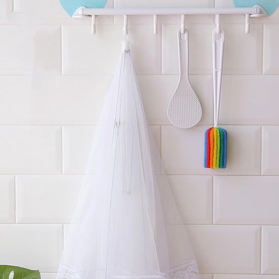 2 stuks - Vliegenkap - Voedselhoezen - Picknick mesh voedselhoes - Pop-up mesh voedselhoes - Herbruikbaar - Opvouwbaar - Voorkomt vliegen en insecten - Wit - 33*33 cm - Geschikt voor kamperen in de buitenlucht, picknicks en feestjes — afbeelding 3