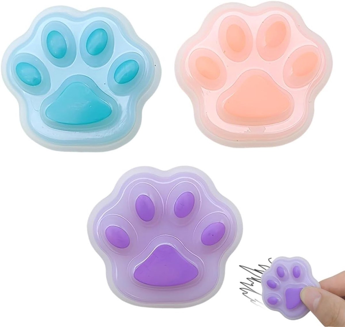 Schattige kattenpootjes gummen, uitwisbare gelpennen en siliconen gummen voor creatieve kantoorbenodigdheden