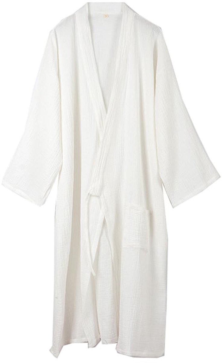 SnelShoppen - Japanse katoenen badjas voor heren, kimono-pyjama, XL, wit-02, luxe badmode, perfect voor ontspanning, sauna, thuis en vakantie