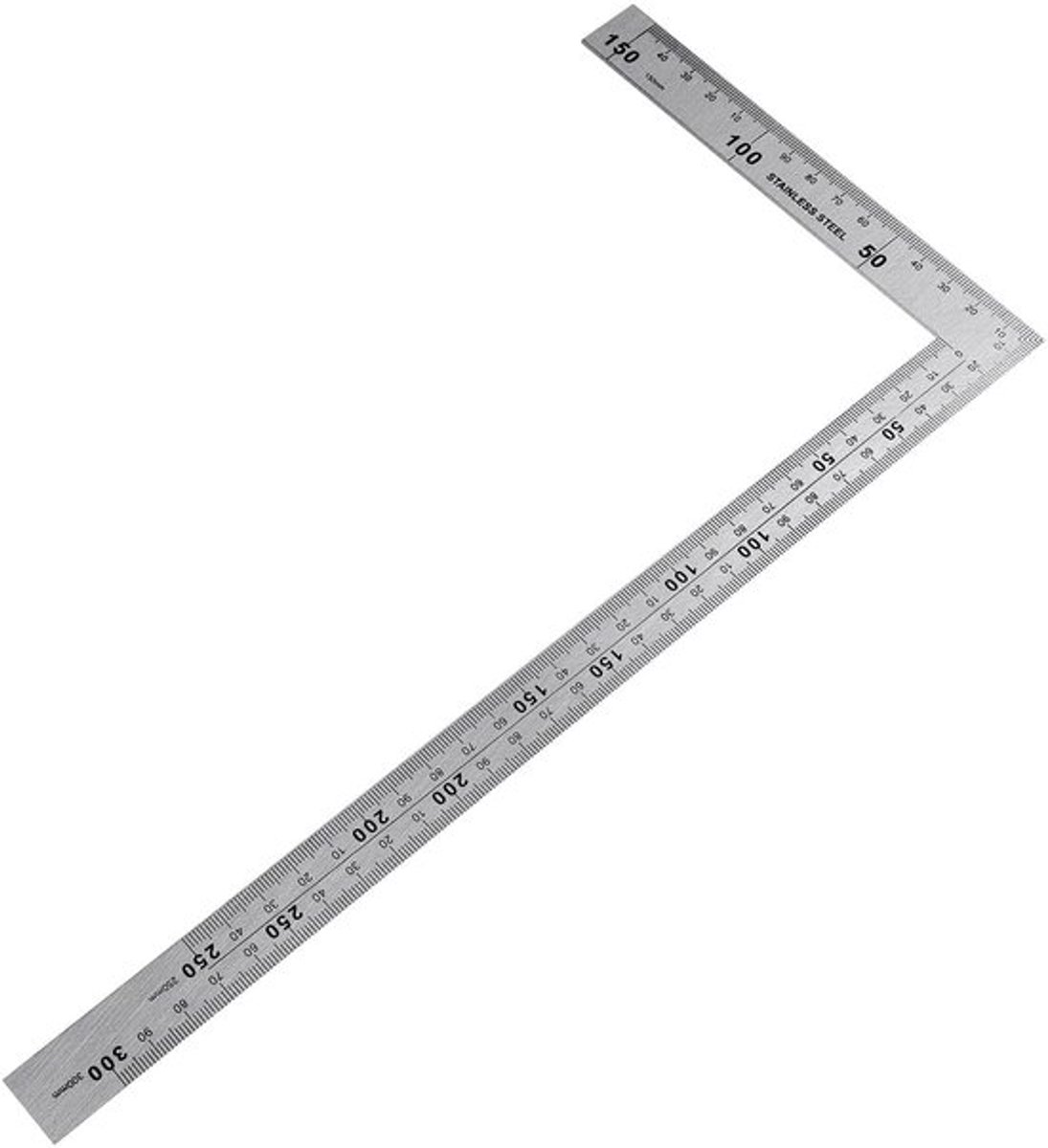 Hoekliniaal 150 × 300 mm - Metalen Aanslaghoek - Houtbewerkingsgereedschap - Roestvrij Staal - Schokbestendig - Tevredenheidsgarantie - Meetliniaal