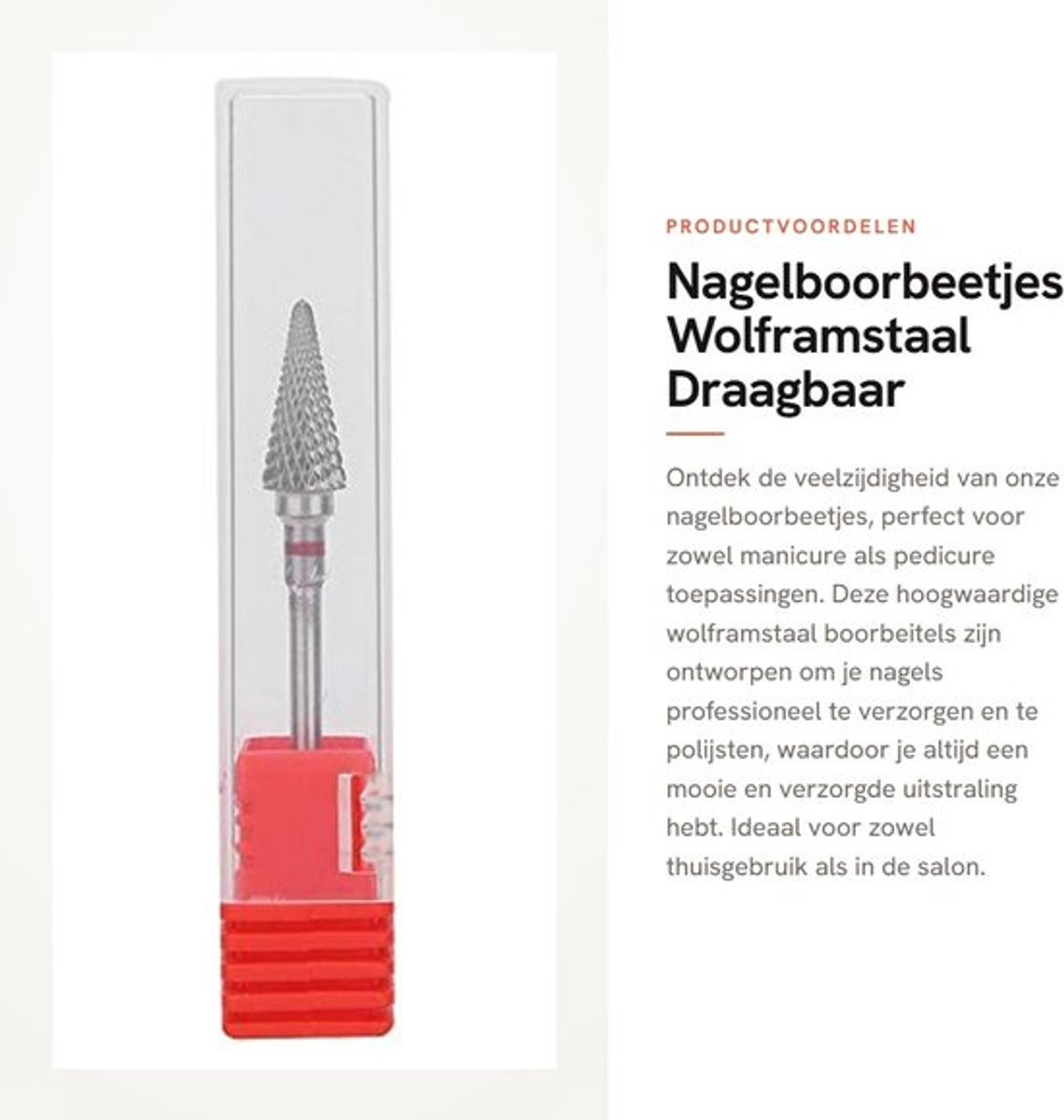 Nagelboorbeetjes - Wolframstaal - Draagbaar elektrisch - Manicure accessoire - Perfect voor nagelkunst - Rood