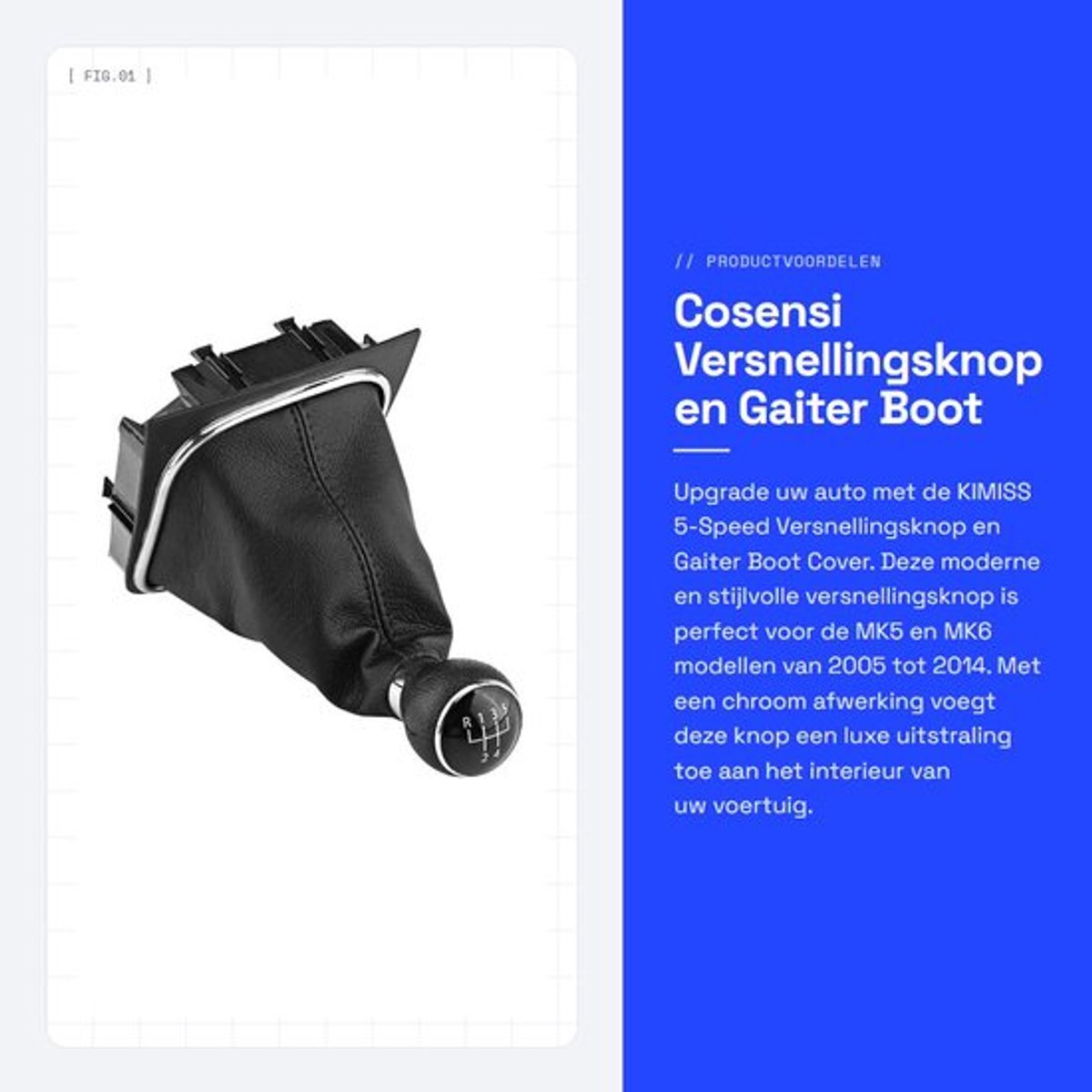 Versnellingspook Hoes Afsluitbaar - Pookknop - Versnellingspook Knop - Pookknop Universeel - Versnellingspook Hoodie - Geschikt voor MK5/MK6 2005-2014 - Versnellingsknop