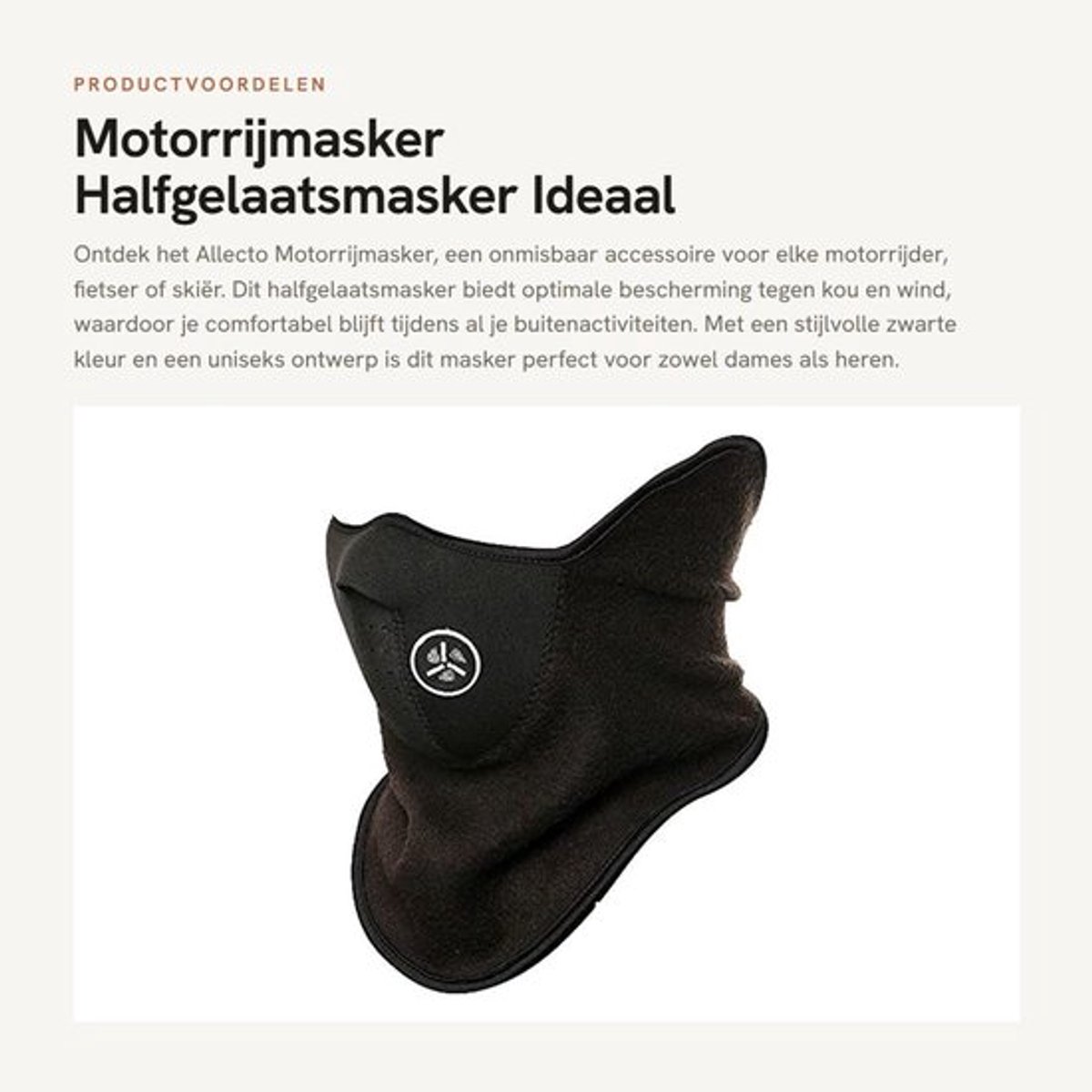 Motorrijmasker Uniseks - Halfgelaatsmasker - Balaclava - Sjaal - Warm - Ventilatiesysteem - Zwart 54 cm - Gezichtsmasker