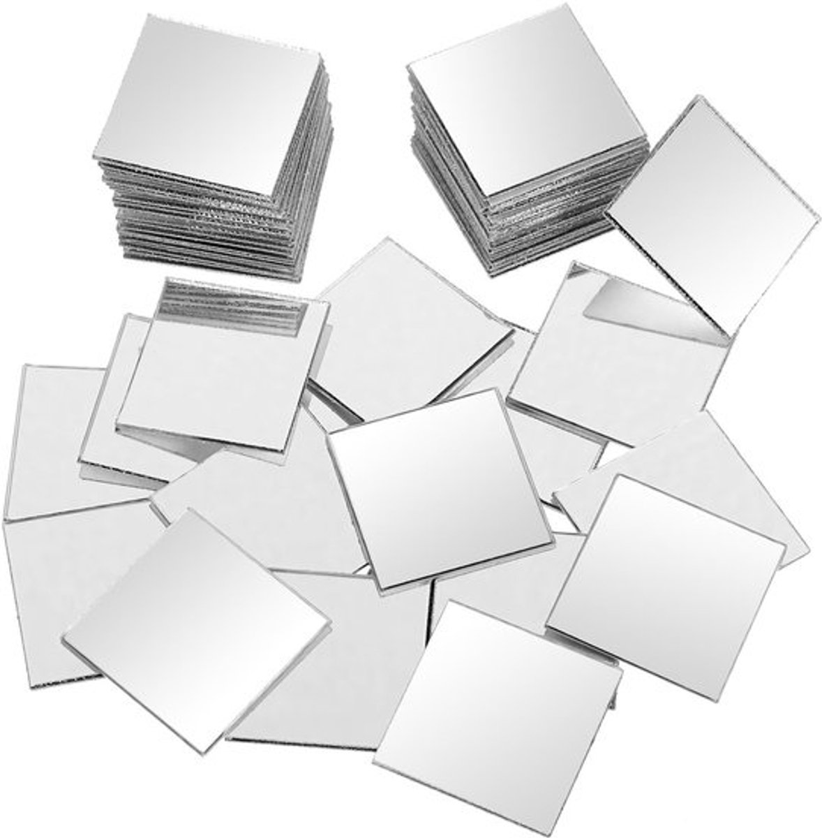 Spiegeltegels Zelfklevend 100 Stuks - Mini Acryl Spiegels - 2,5 x 2,5 cm - Doe-Het-Zelf Handwerk - Geschikt Voor Badkamer - Veilig Gebruik - Spiegelstickers