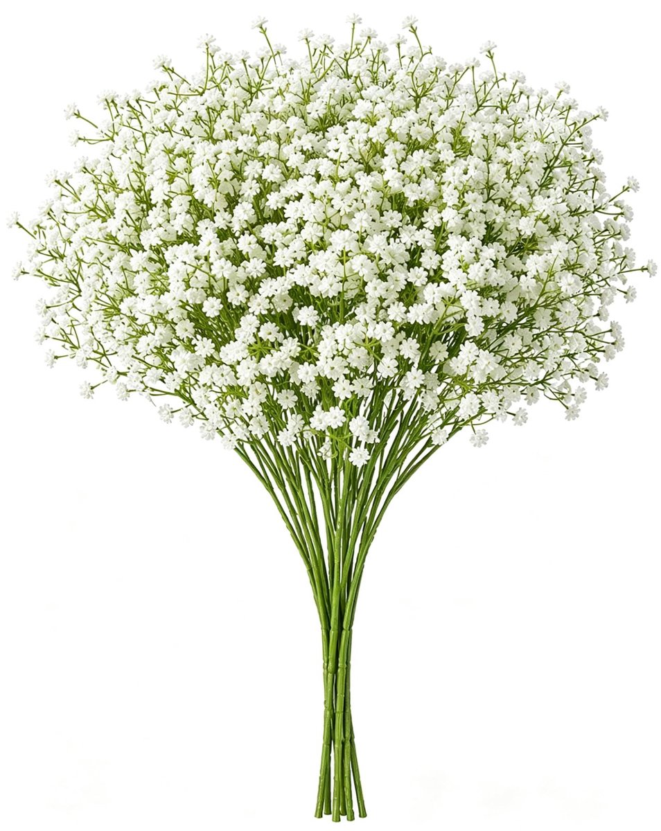 SnelShoppen - 6 Boeketten Kunstgypsophila - Realistische Decoratie voor Bruiloft, DIY, Huis en Tuin - Wit, Perfect voor Binnen en Buiten