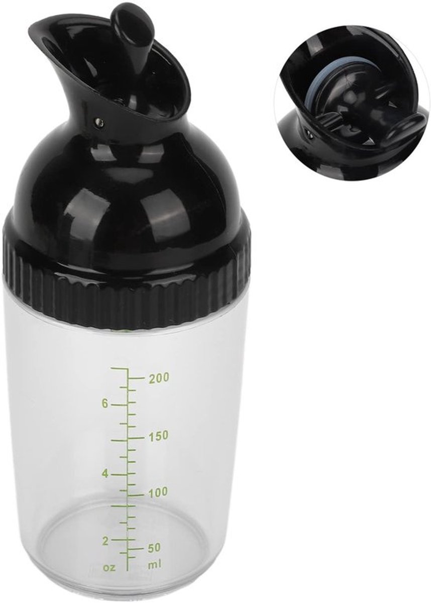 Salade Dressing Shaker - Lekvrij Glas - 200 Ml - Mengsauzen - Vinaigrettes - ABS/PP Materiaal - Handige Eénhandige Bediening - Sauzenfles