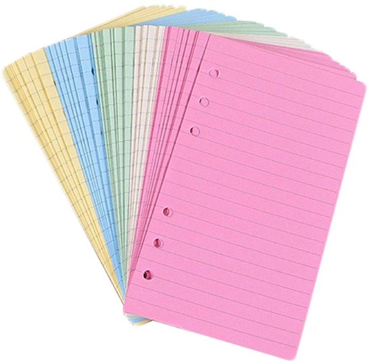 Notitiepapier A6 - Gekleurd Gelinieerd - 50 Vellen - Losbladig Navulbaar - 6 Geperforeerde Gaten - Premium Materiaal - Navulpapier