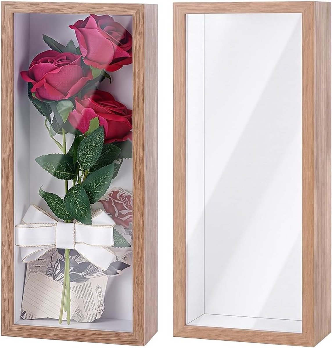 Set van 2 Schaduwdozen, 36.5 x 15.5 x 6.5 cm, MDF Displayframe voor Medailles, Herinneringen en Bloemafbeeldingen