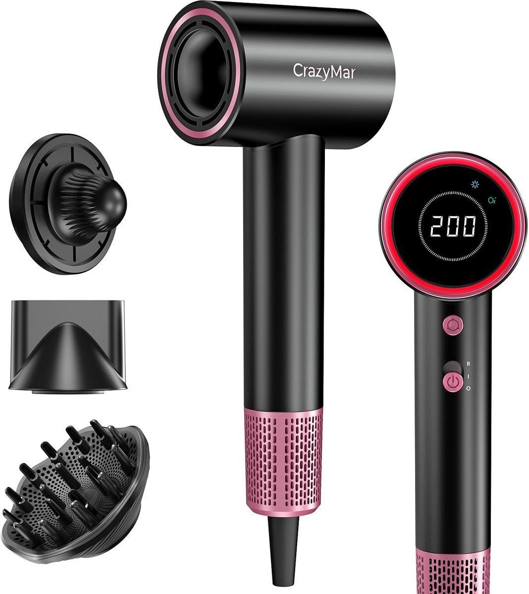 SnelShoppen - Professionele Ionische Haardroger 180.000 omw/min - 5x Sneller, Licht en Compact voor Reizen - 4 Temperatuurinstellingen, Oververhitting