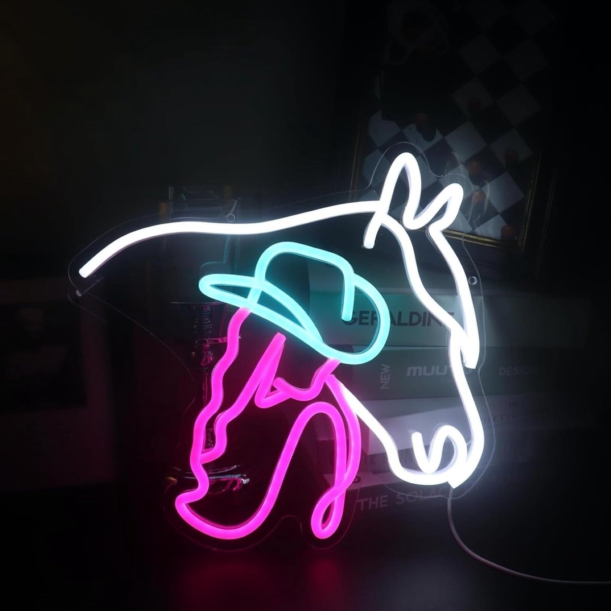 SnelShoppen - Paard LED Neon Sign Dimbare Decoratieve Lamp USB Aangedreven voor Woonkamer, Bars, Kappers, Bruiloften, Gaming Room en Kerst Art Muur De