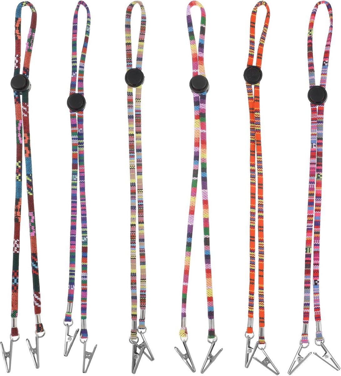 SnelShoppen - 6 Stuks Verstelbare Servetketting Clips Folklore Stijl 60cm Napkin Clips Bib Chain met Klemmen Lichtgewicht Servet Houder Voor Senioren