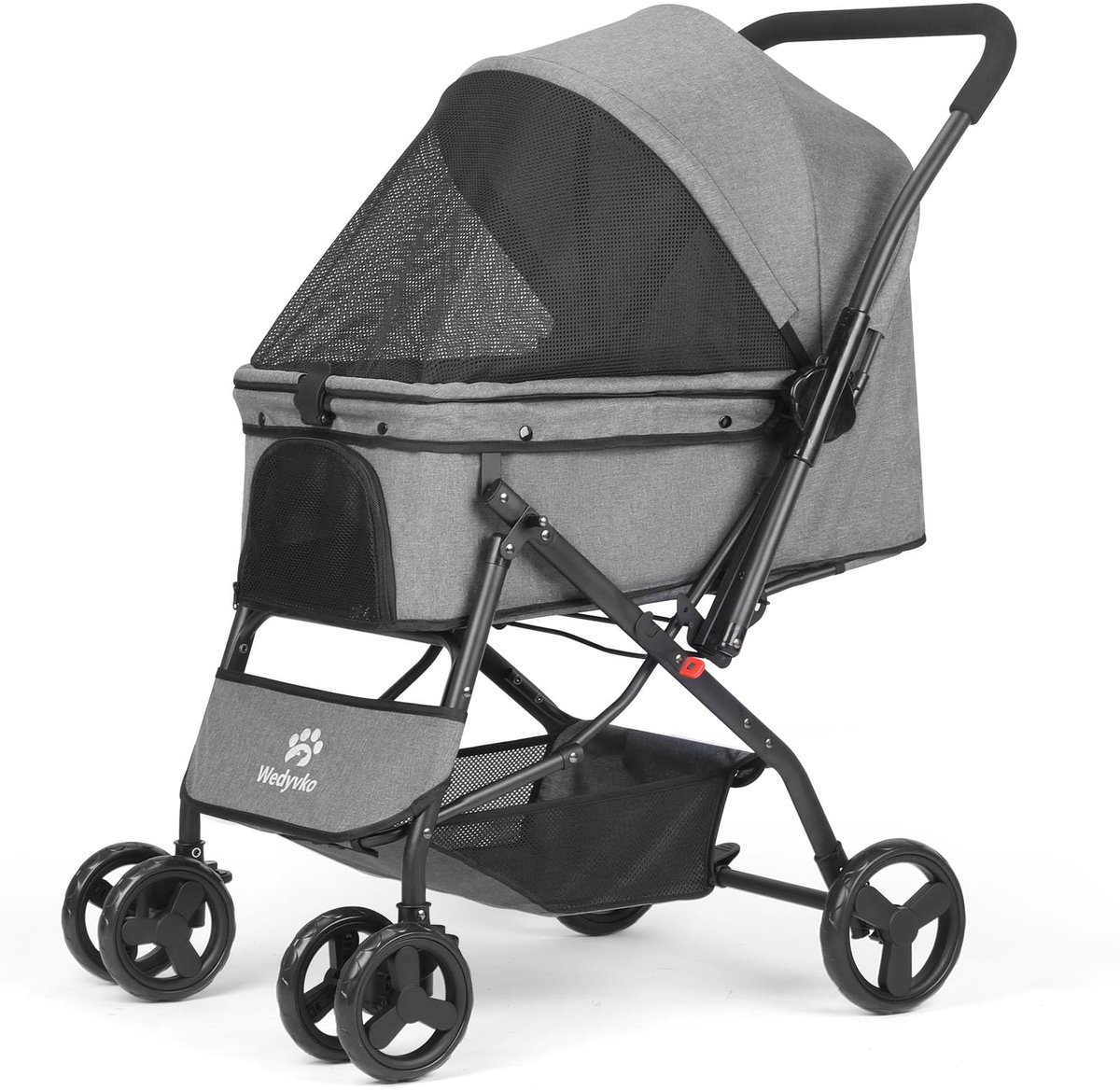 SnelShoppen - Lichtgewicht Hondenwagen voor Kleine Honden en Katten, Opvouwbare Honden Buggy, Tot 20 kg, 4 Wielen, Ideaal voor Reizen en Wandelen