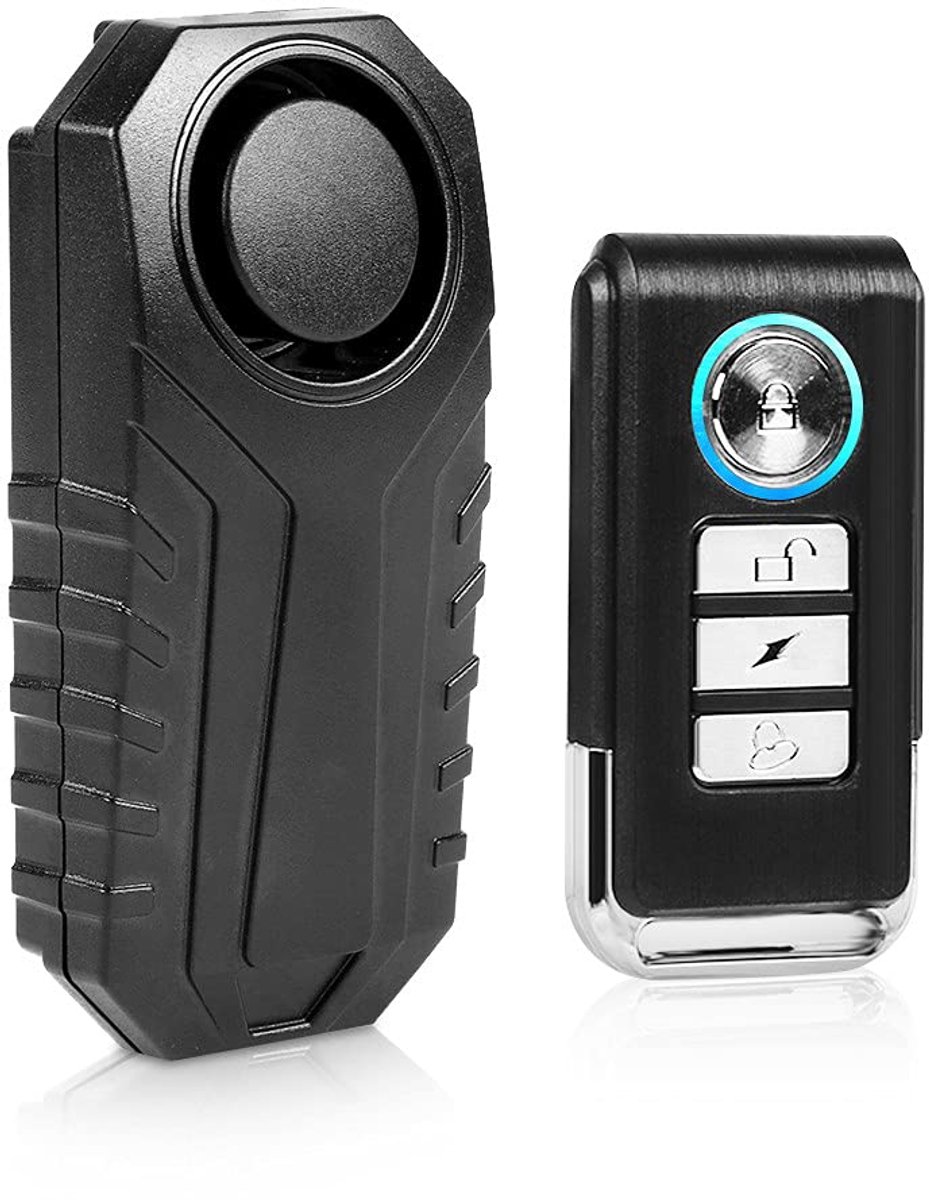 SnelShoppen - Draadloze Afstandsbediening met Trillingsalarm voor Fiets, Elektrische Driewieler, Deur, Raam - Slim Diefstalalarm IP 55 Waterdicht