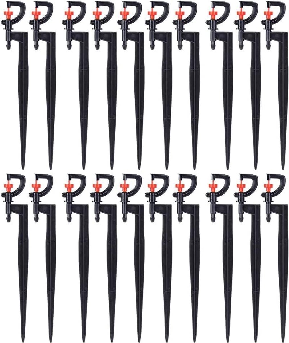 Sproeier, 20 stuks, G-type 360 ​​graden draaibare microsproeier voor tuin-, kas- en gazonbesproeiing met 4/7" (18 cm) irrigatieslang