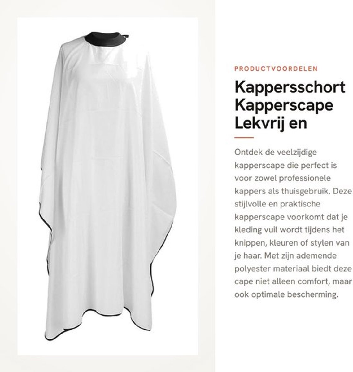 Kappersschort - Verstelbare Kapperscape - Lekvrije Haarknipcape - Ademende Kappersstylingcape - Polyester - Geschikt voor Thuisgebruik - Kapselcape