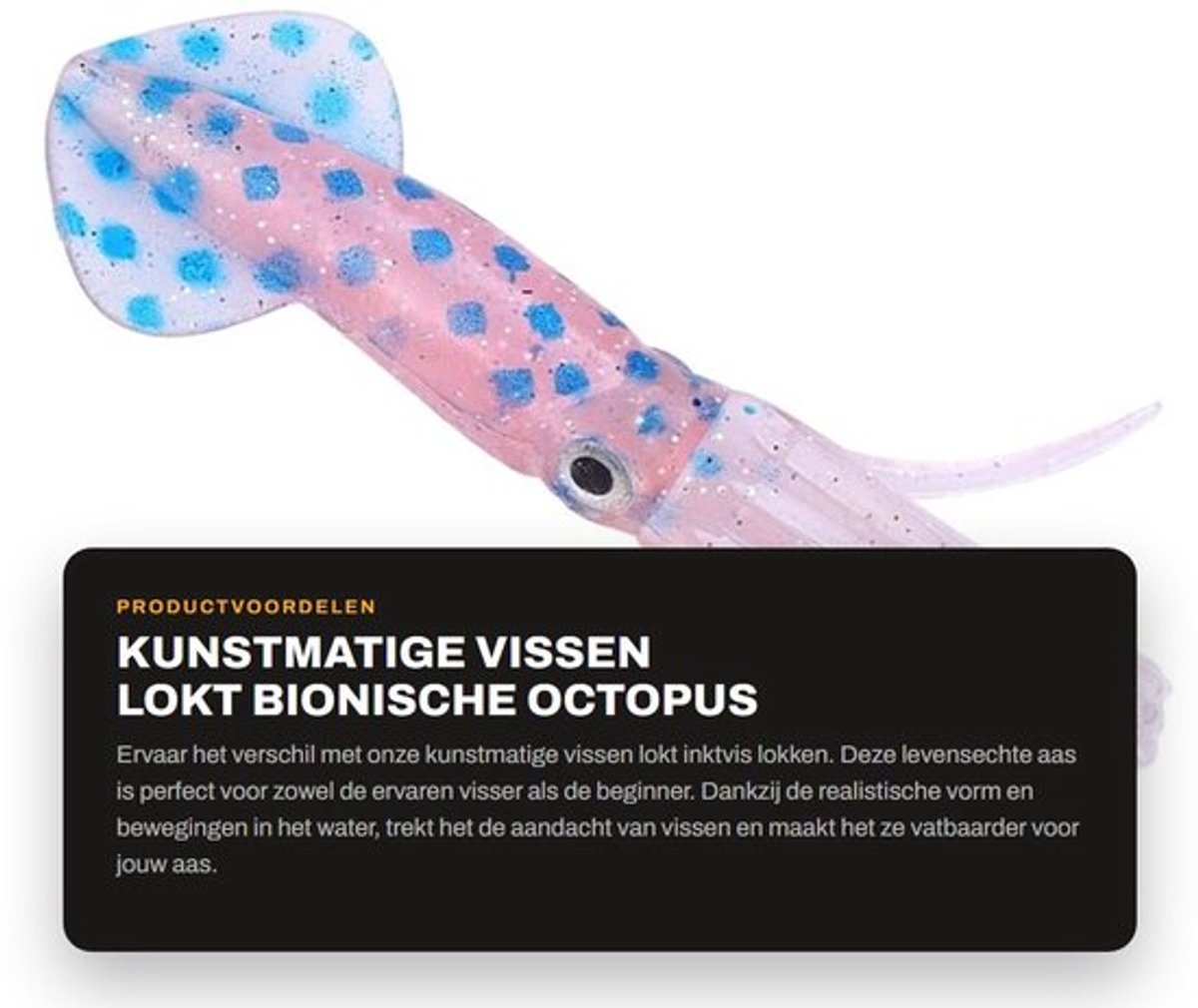 Inktvislokker 10 Stuks - Kunstmatige Bionische Octopus - Levensechte Vorm - Voor Zoetwater/Zoutwater - Geschikt voor Snoek/Forel - Kunstaas