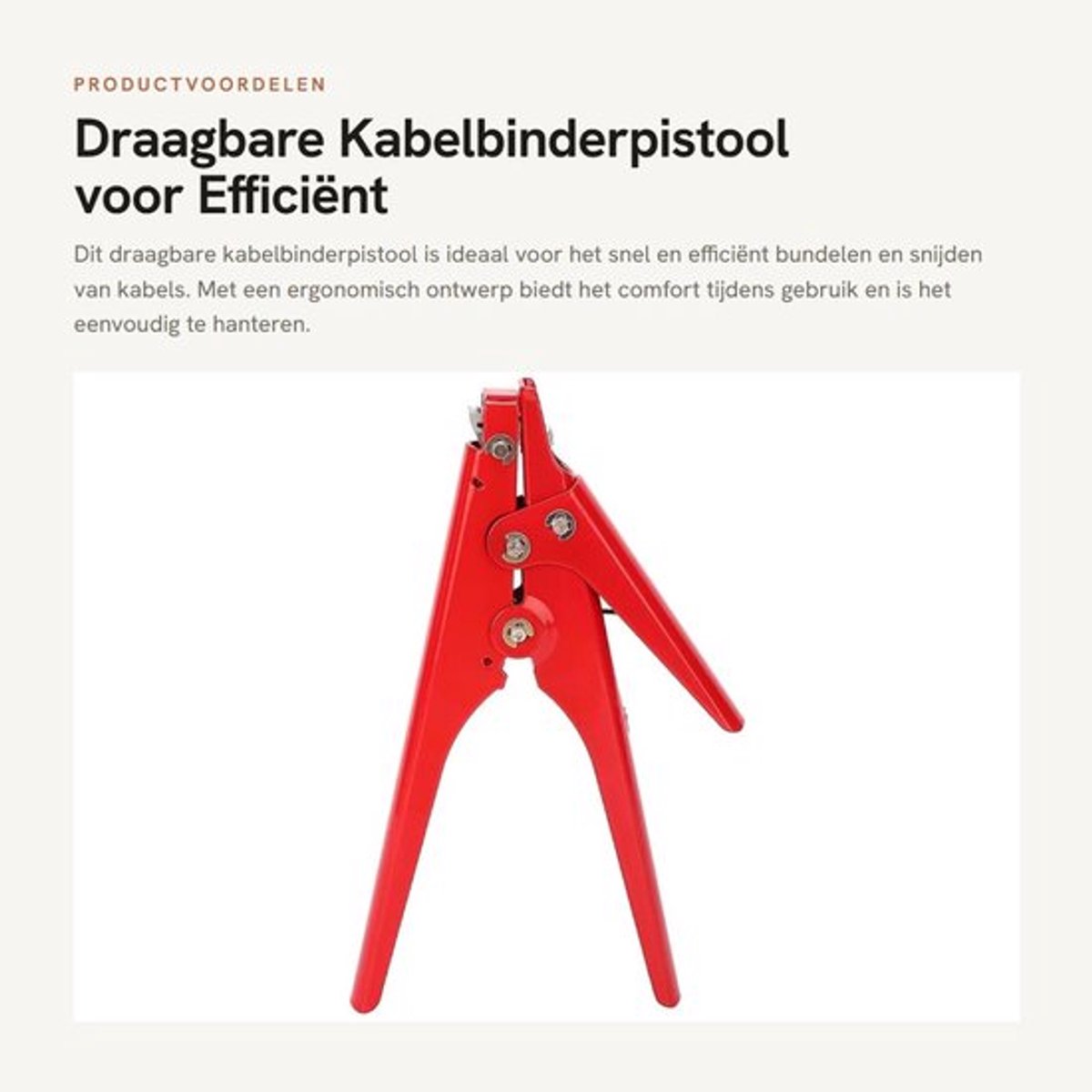 Draagbare Kabelbinderpistool voor Efficiënt Bundelen en Snijden