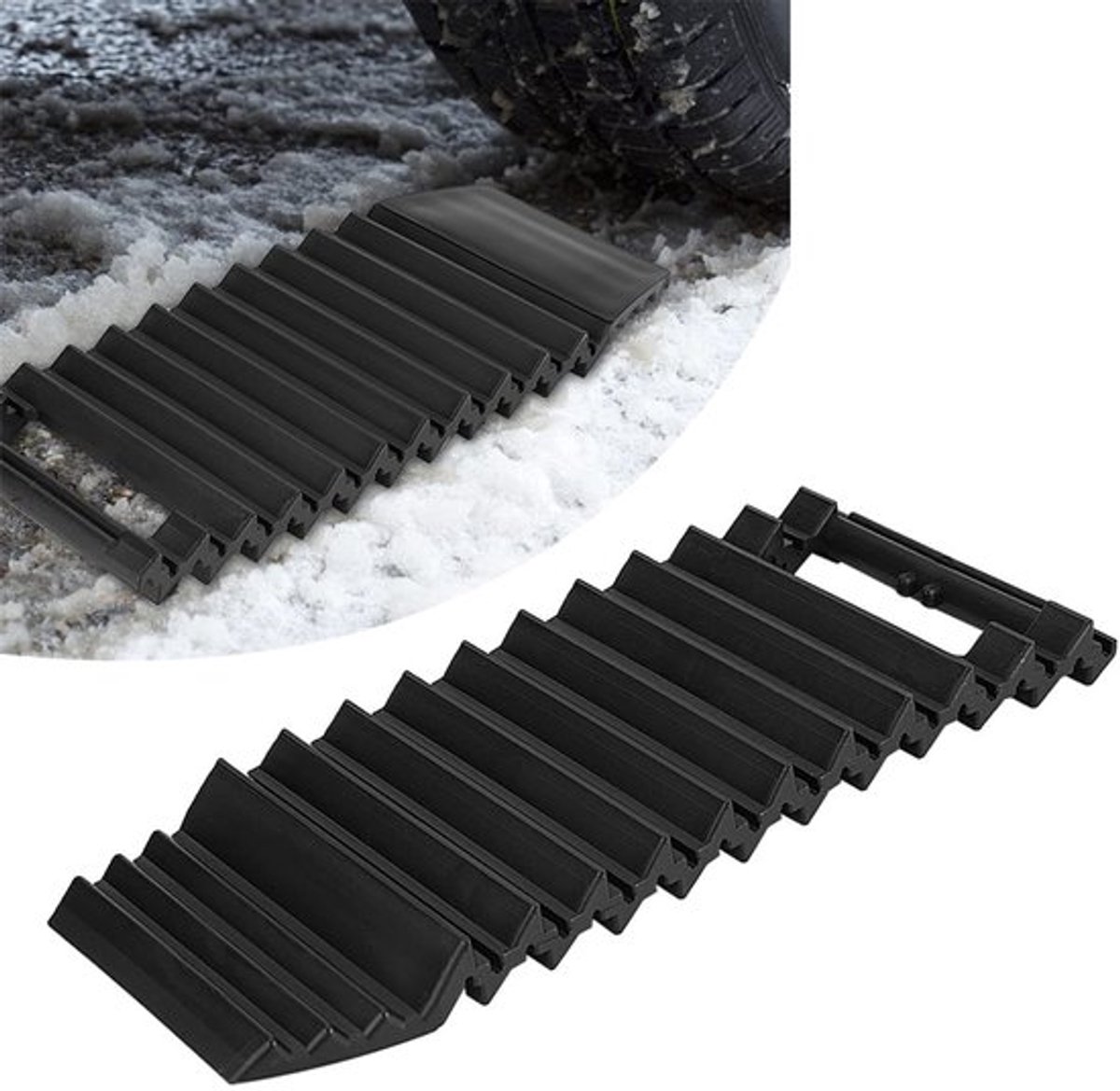 Anti-slip Pad Universeel - Voorkomt Slippage - Voor Auto's - Geschikt voor Sneeuw/Mud - Materiaal: ABS - Afmetingen: 325 x 150 x 25 mm - Tire Traction Mat