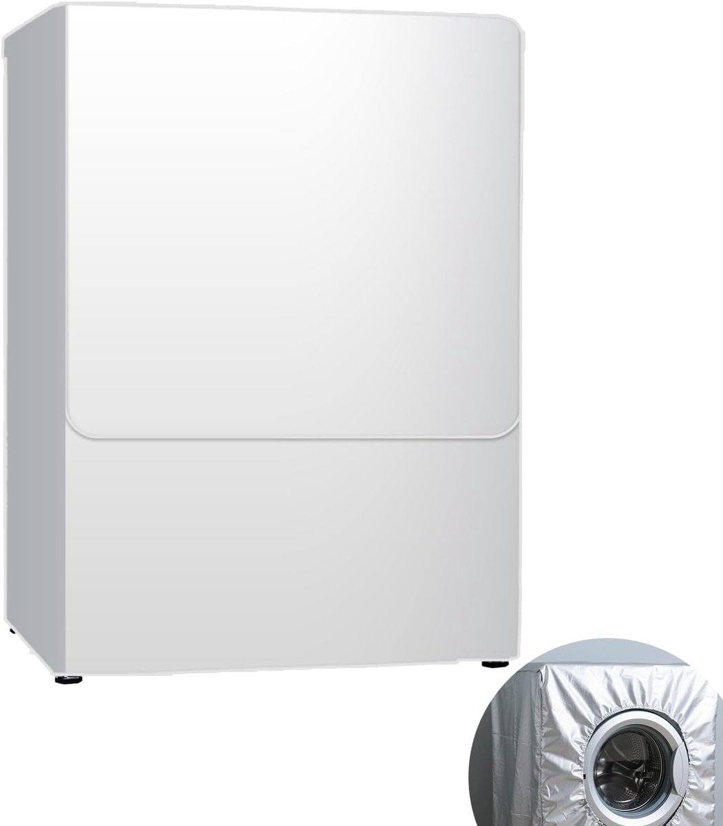 SnelShoppen - Wasmachinehoes Waterdicht en Stofdicht met Zilveren Rand - Maat L 60 x 65 x 90 cm - Ideaal voor Badkamer, Keuken en Balkon