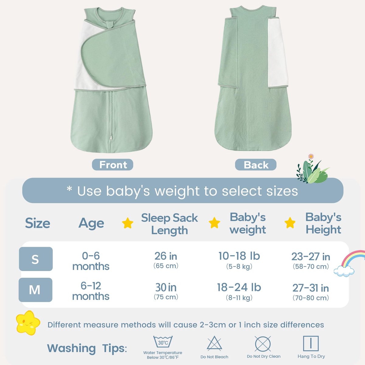 SnelShoppen - ZIGJOY Baby Swaddle Slaapzak 0,5 TOG Draagbare Deken 6-12 Maanden 100% Katoen 3-Weg Verstelbare Overgang Slaapzak voor Baby Jongen Meisj