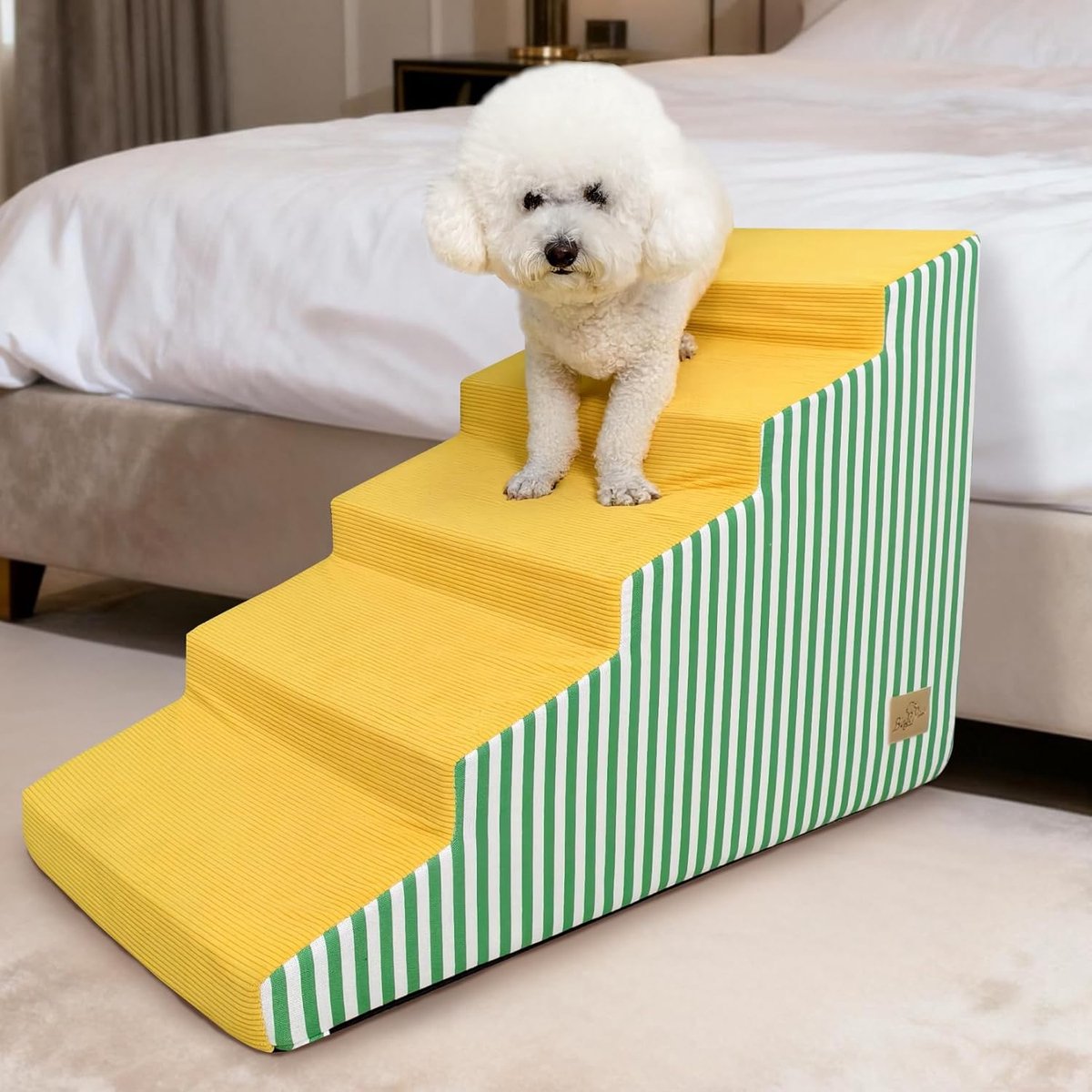 SnelShoppen - Hondentrap 5 Treden, Dieren Trap voor Bed en Bank, 54 cm Hoog, Antislip en Wasbaar, Geschikt voor Kleine en Middelgrote Honden en Katten