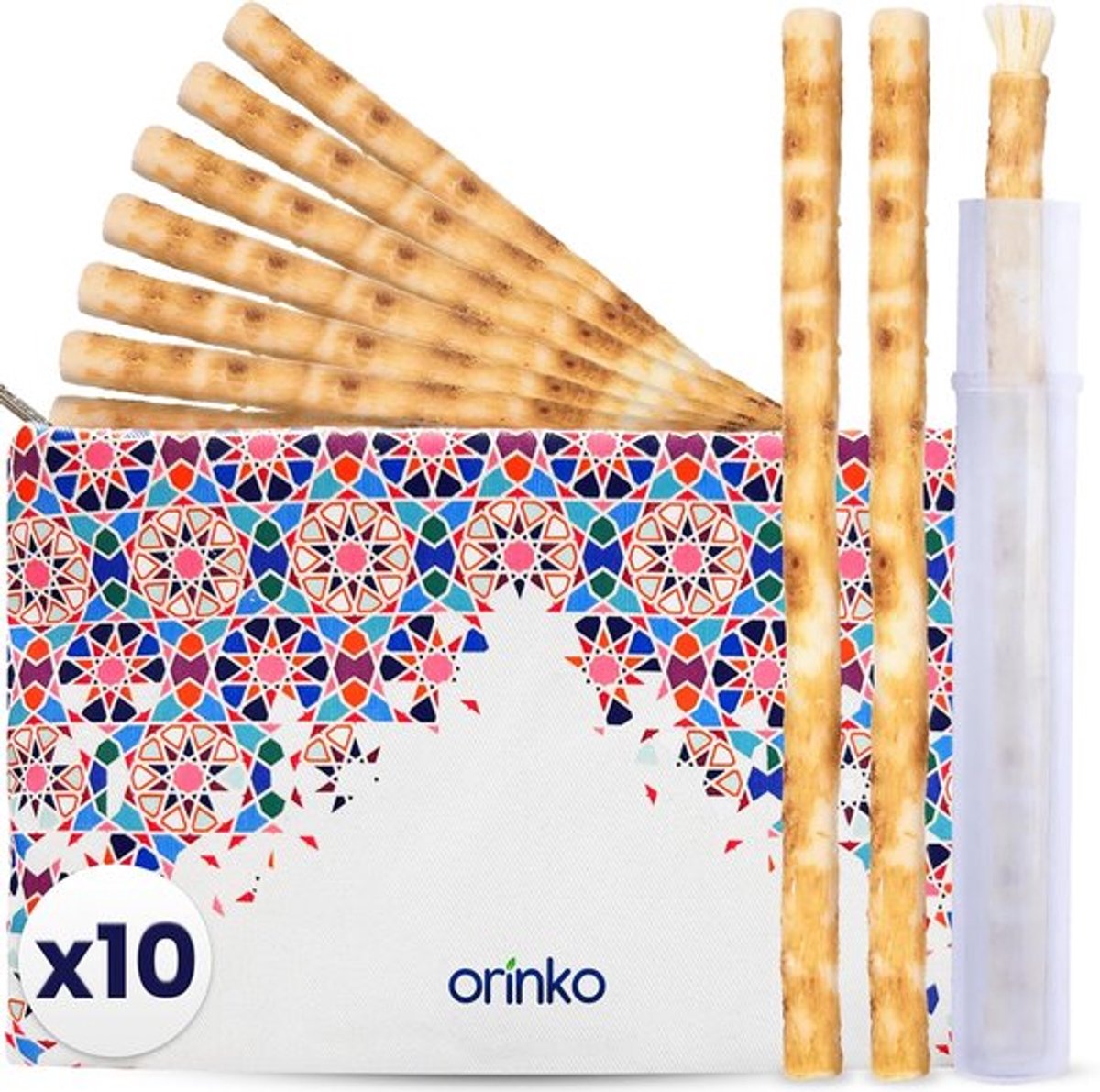SnelShoppen - 10 Siwak-sticks + 1 Beschermhoes + 1 Draagtas van Katoen - Natuurlijke Veganistische Tandenborstel voor Milieuvriendelijke Mondverzorgin