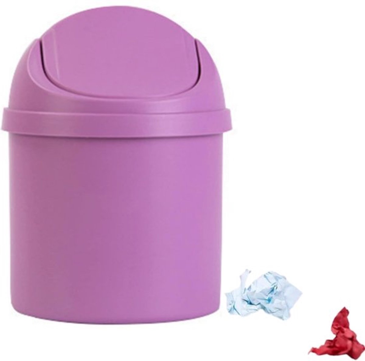 Prullenbak 60 Liter - Mini Prullenbak - Herbruikbare Afvalbak - Zwenkdeksel - Kleine Afvalbak - Voor Thuis/Slaapkamer