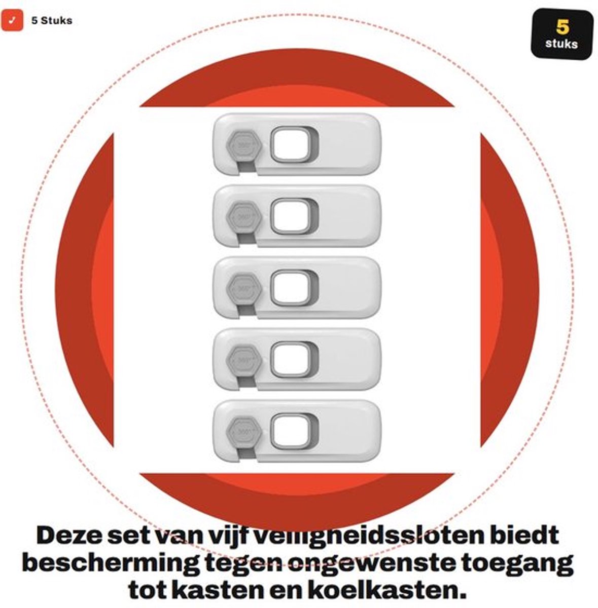 5 Stuks Veiligheidssloten voor Kasten en Koelkasten