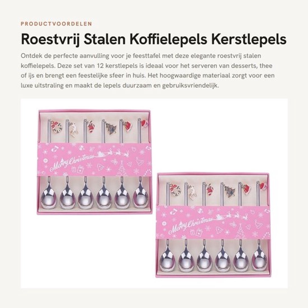 Koffielepels 12 Stuks - Roestvrij Stalen Lepels - Kerstlepels - Dessertlepels - Theelepels - Duurzaam Materiaal - Lepelset