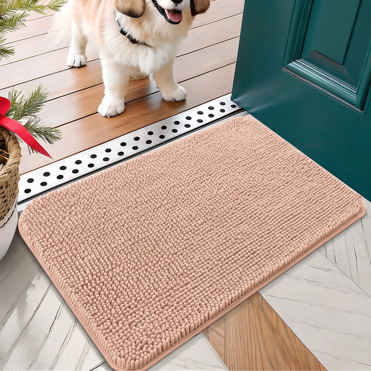 Olanly - Deurmat - Binnen deurmat - Waterabsorberend en antislip - 41x61cm - Perzikkleurig