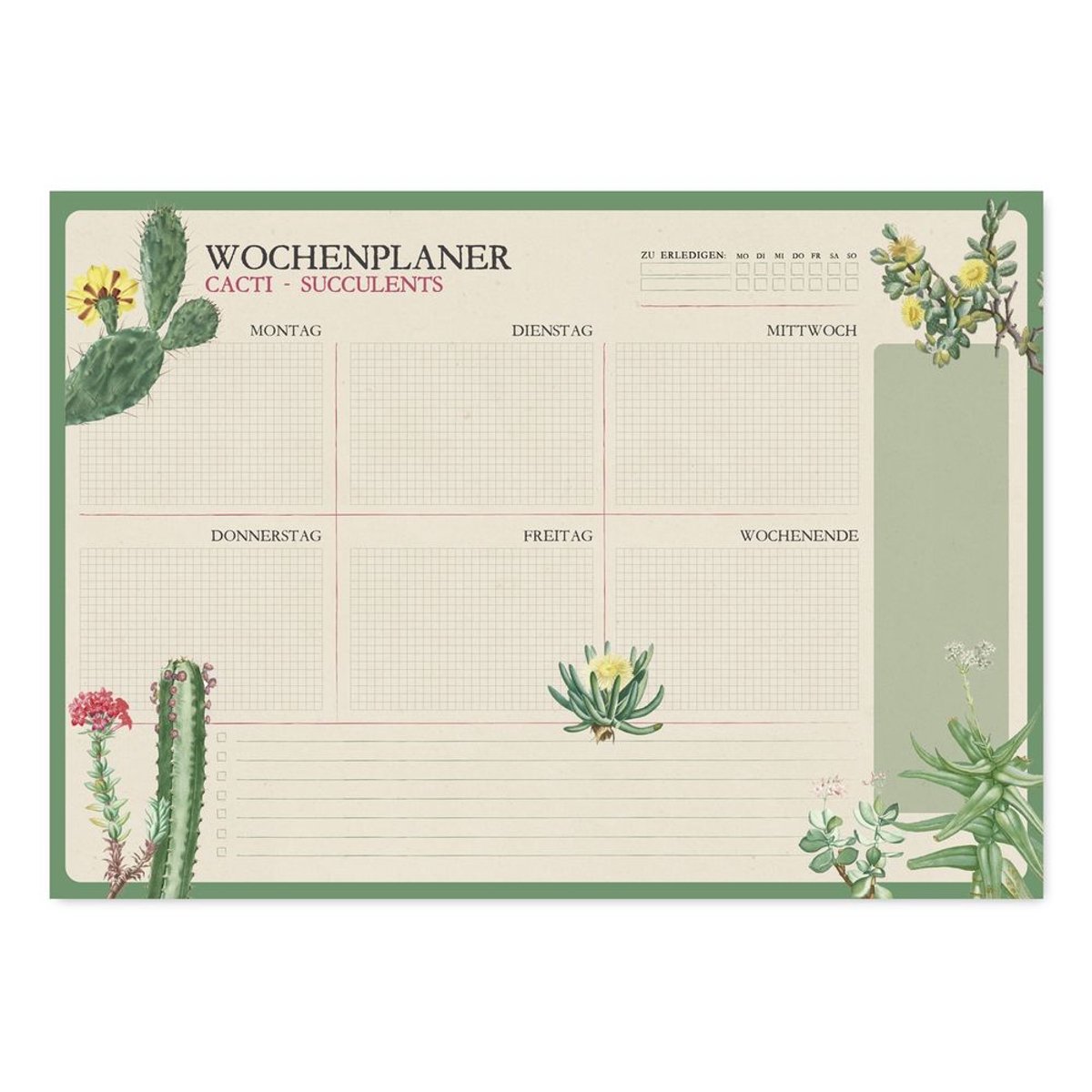 Grupo Erik - Botanical Cacti A3 Weekly In German Planner - Multicolours