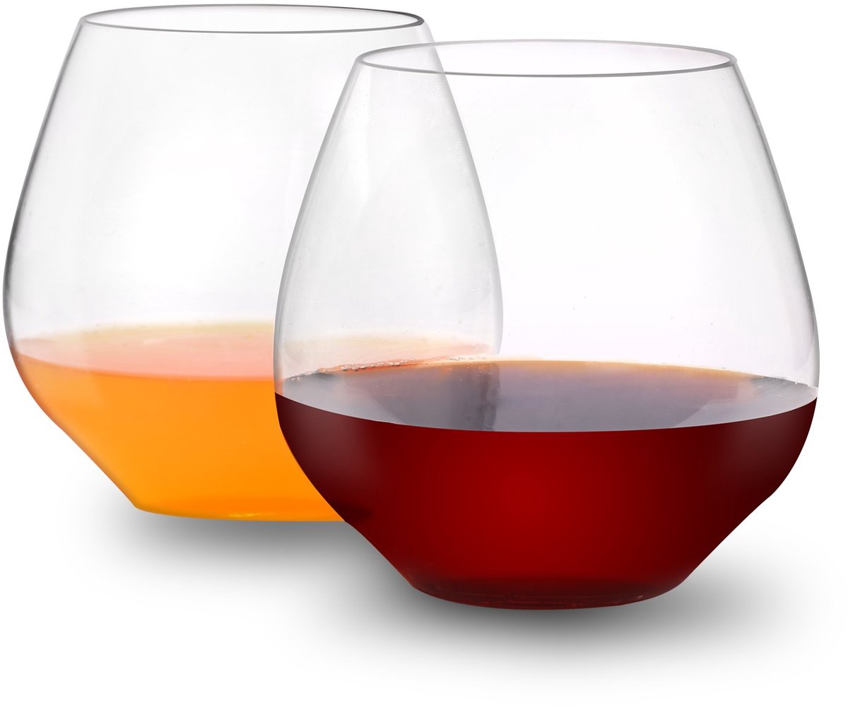 SnelShoppen - Onbreekbare wijnglazen set van 4 - Stemless plastic sapglazen - Herbruikbare waterglazen 512 ml - Perfect voor feest, bruiloften, campin