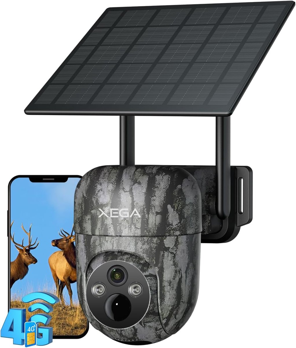 Thijox - 4G LTE Wildcamera met Zonne-Accu en SIM-kaart - Draadloze Outdoor Beveiligingscamera voor Jacht, Tuin, Natuur, en Wildlife Observatie