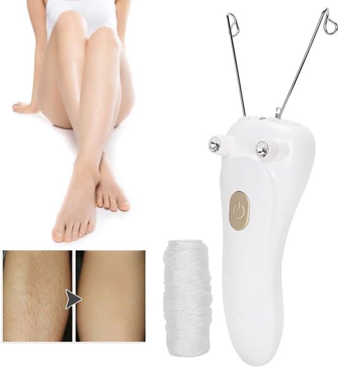 SnelShoppen - Elektrische Gezichtshaartjes Verwijderaar, USB Oplaadbare Draad Epilator voor Vrouwen, Fysieke Haarverwijdering voor Gezicht, Armen en B