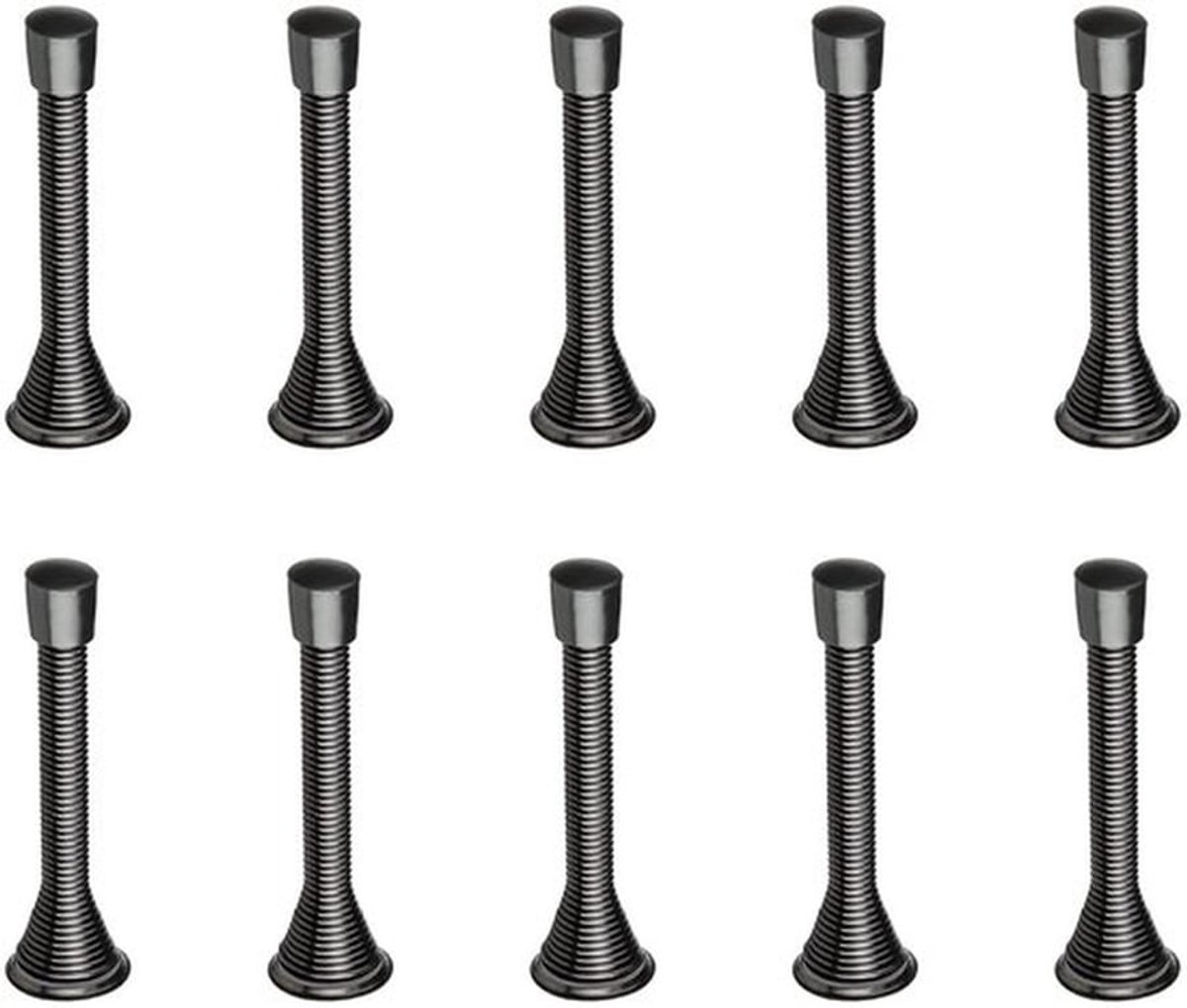 Veerdeurstoppers 10 stuks - Buigbare Metalen Veren - Antislip Rubberen Koppen - Schroefbasis - Bescherming voor Muren en Deuren - Eenvoudige Installatie - Deurstopper