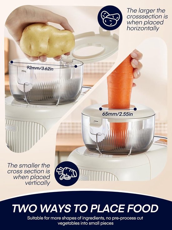 Elektrische Rasp - Keukenmachine Hakker - Maaltijden Bereiden - 6 Snelwissel Messen - 1.8L Container - Beige — afbeelding 5