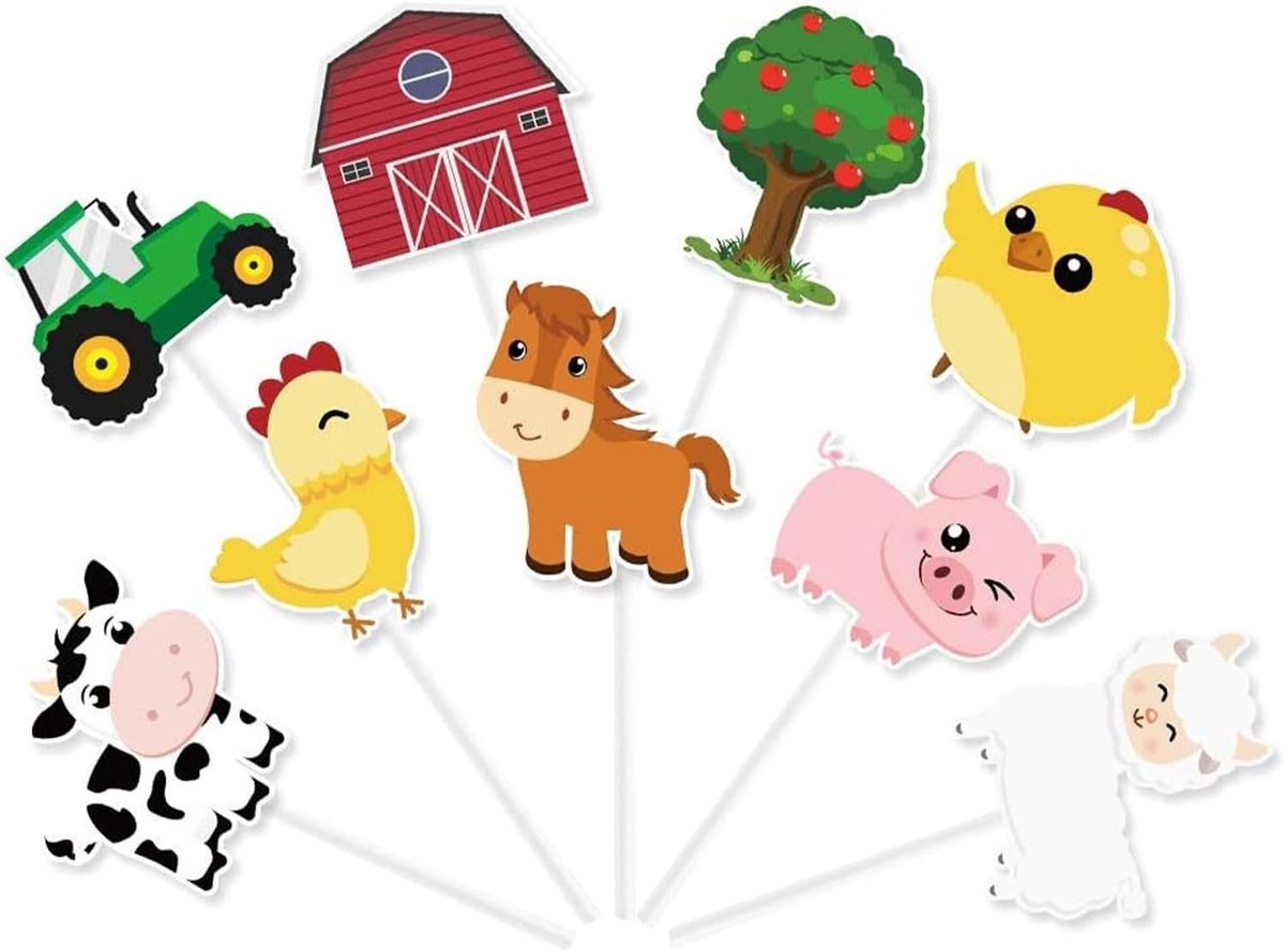 Boerderij Dieren Cupcake Toppers - 36 Stuks Versieringen voor Kinderfeestjes, Verjaardagen en Babyshowers met Schattige Dieren
