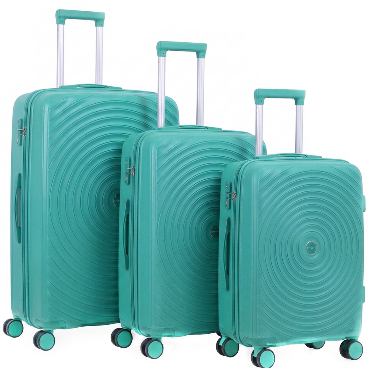 FLY&BYE® Kofferset Core - S/M/L - 3 Delig - Complete Set - 35 Handbagage + 60 en 94L Ruimbagage - Cijferslot - Groen