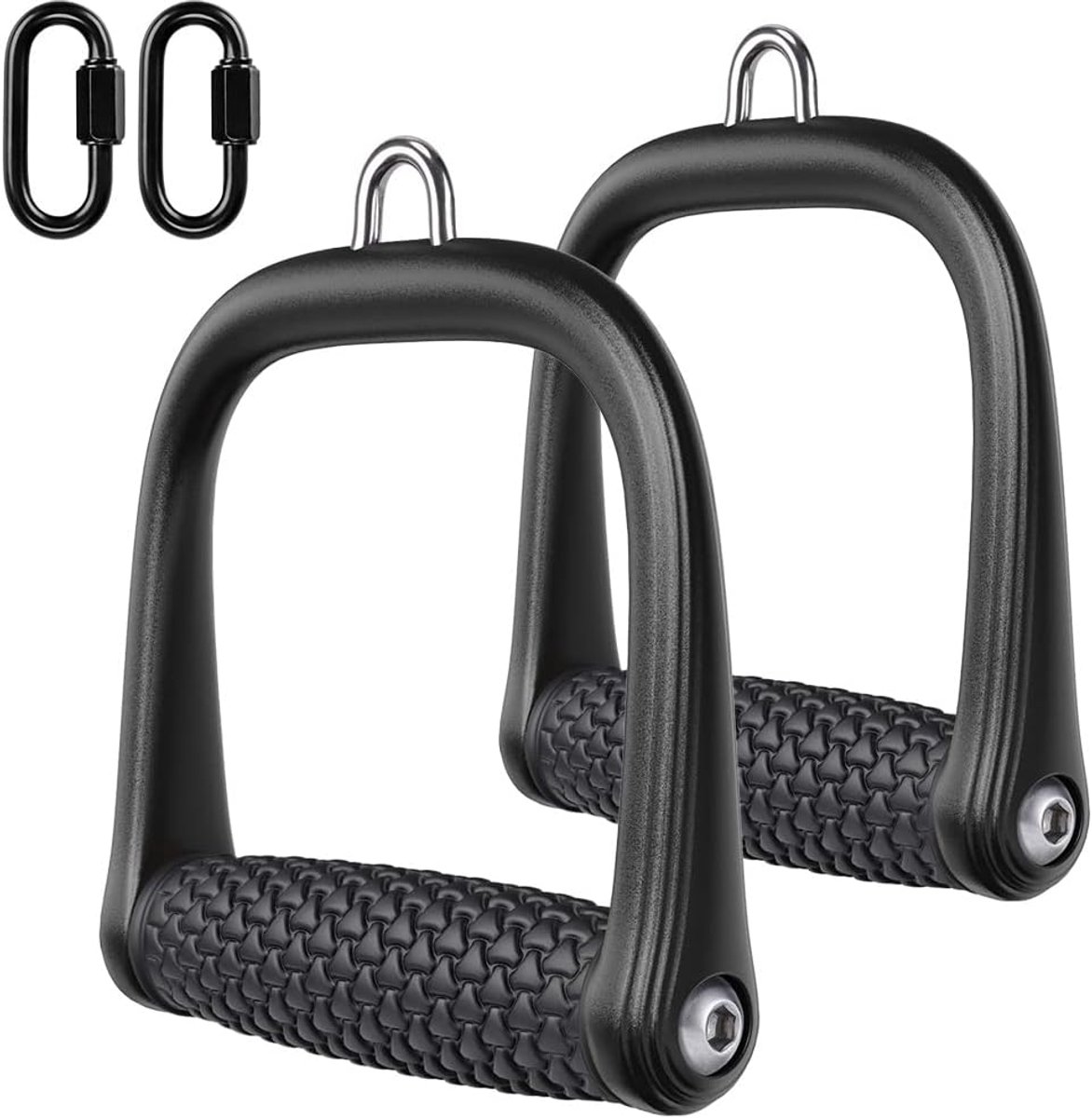 SnelShoppen - Gym Handle Set 2 Stuks - Triceps Pulley Grip D Handvat voor Fitness, Crossover, Krachttraining - Swivel Handle met Carabiner - Ideaal vo