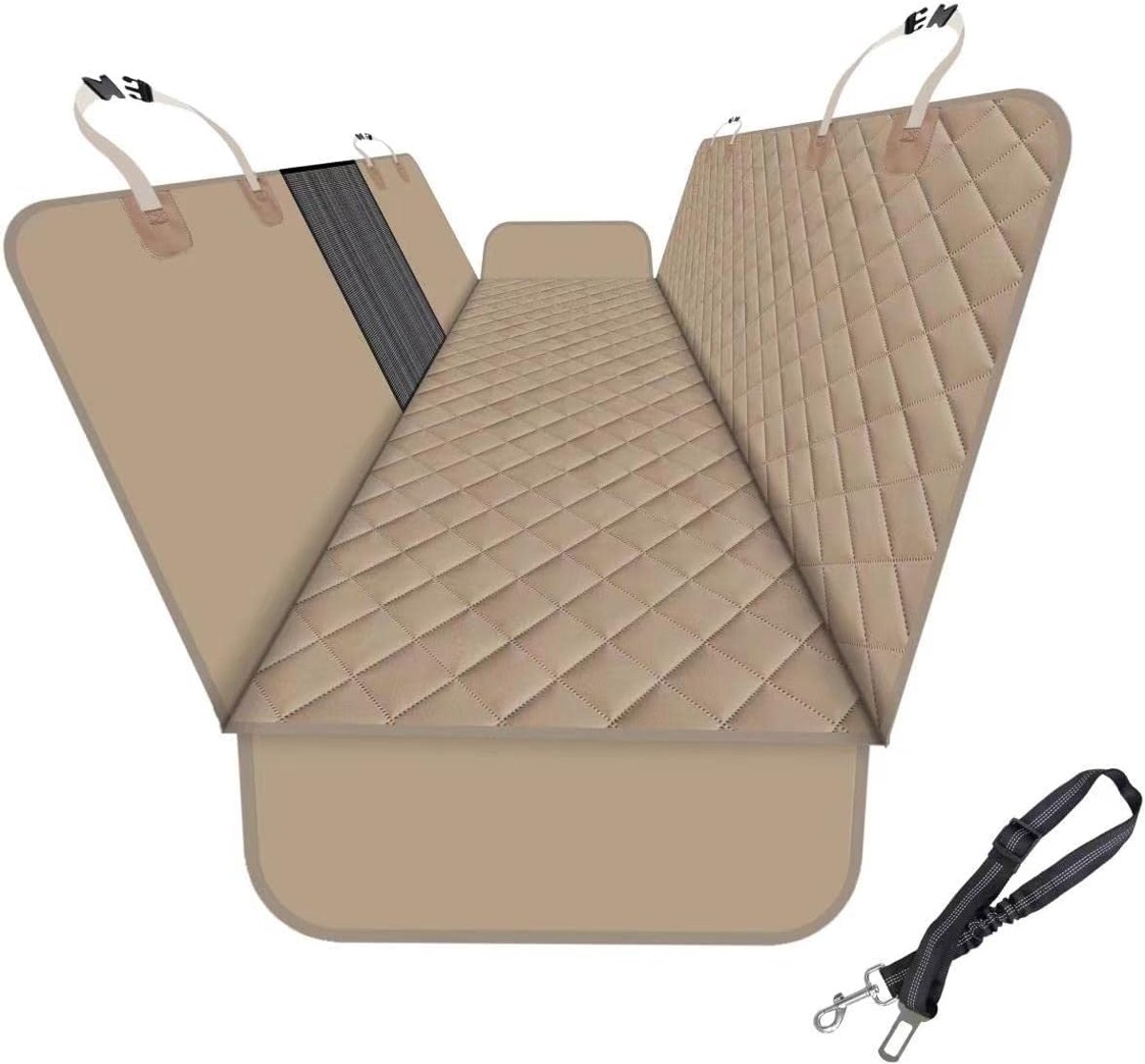 SnelShoppen - GXT Autostoelhoes voor Honden - Krasbestendig, Waterdicht, Antislip, Verbeterde Versie met Hondenriem, Donkerkleurige Kaki, Geschikt voo
