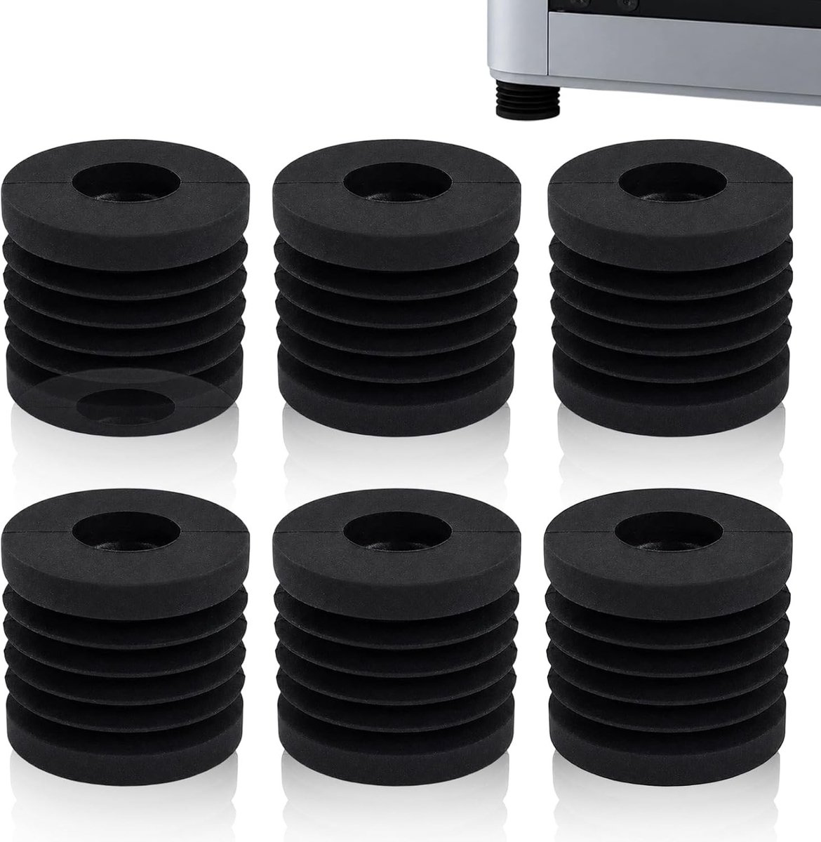 Schokabsorberende rubberen voetjes voor 3D-printers - Vermindert trillingen, geluid en verbetert stabiliteit - 6 stuks in zwart