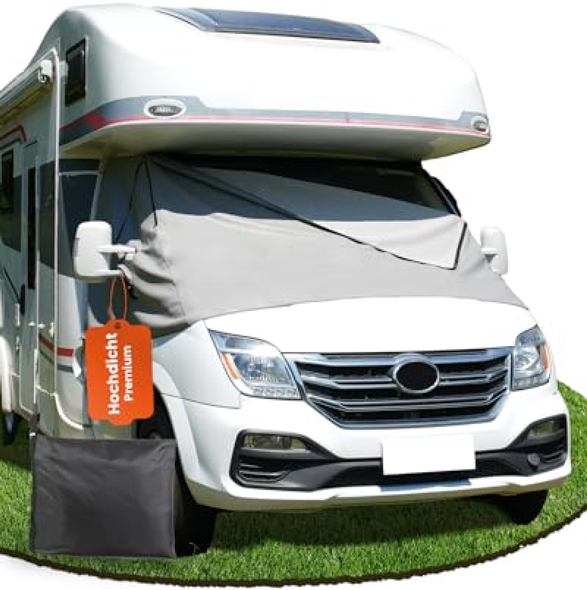 PromoHome Voorruitafdekking Camper met Ritssluiting – Thermische Isolatie voor Fiat Ducato, Peugeot Boxer, Citroen Jumper X250/290 (grijs)
