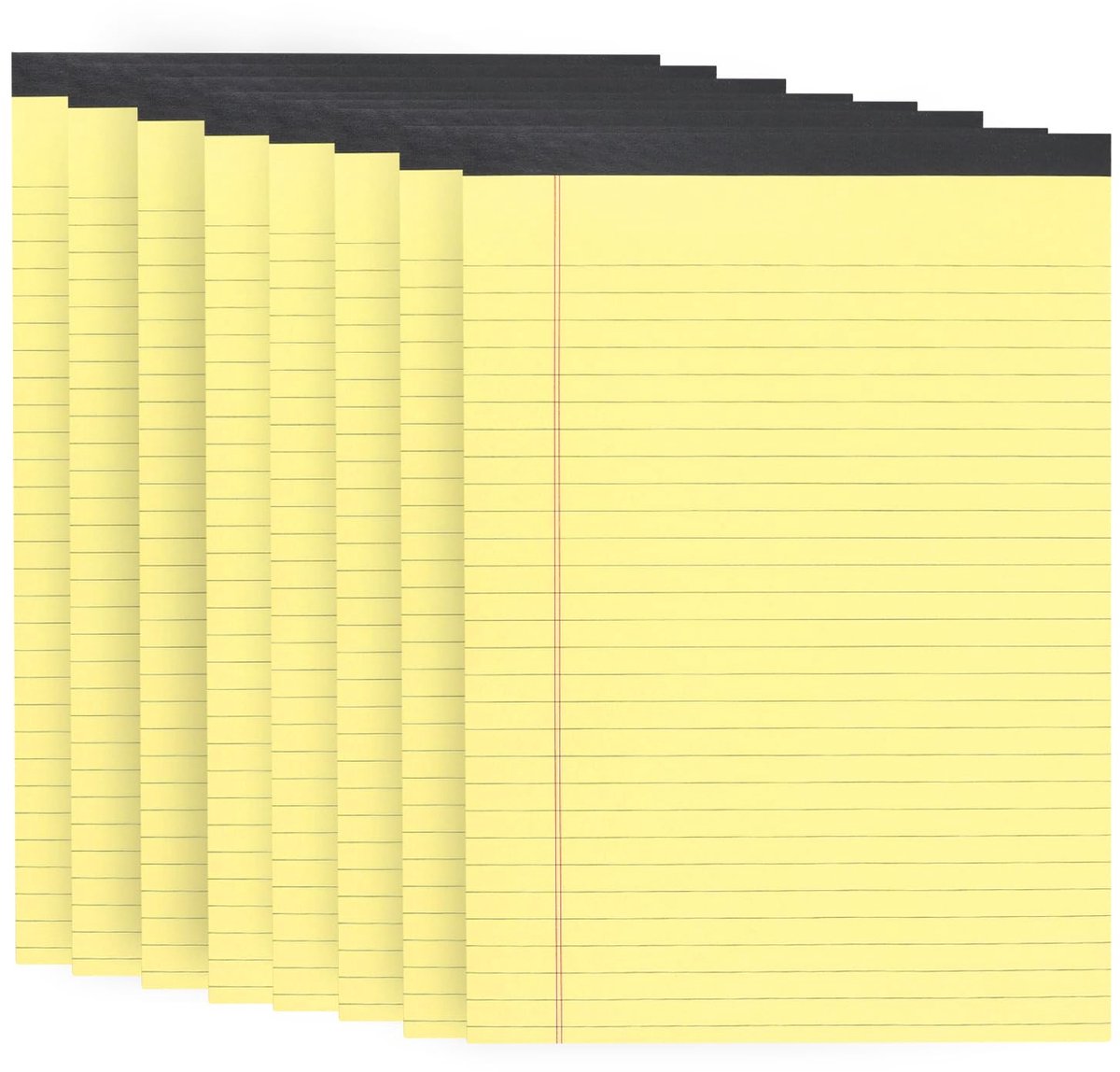 SnelShoppen - 8 Stuks Geel Notitieblok A4 Dubbelzijdig Bedrukt Gevoerd Papier Navulpad - Gelijnde Papieren Pads voor Thuis, Kantoor en Werk - Smalle G