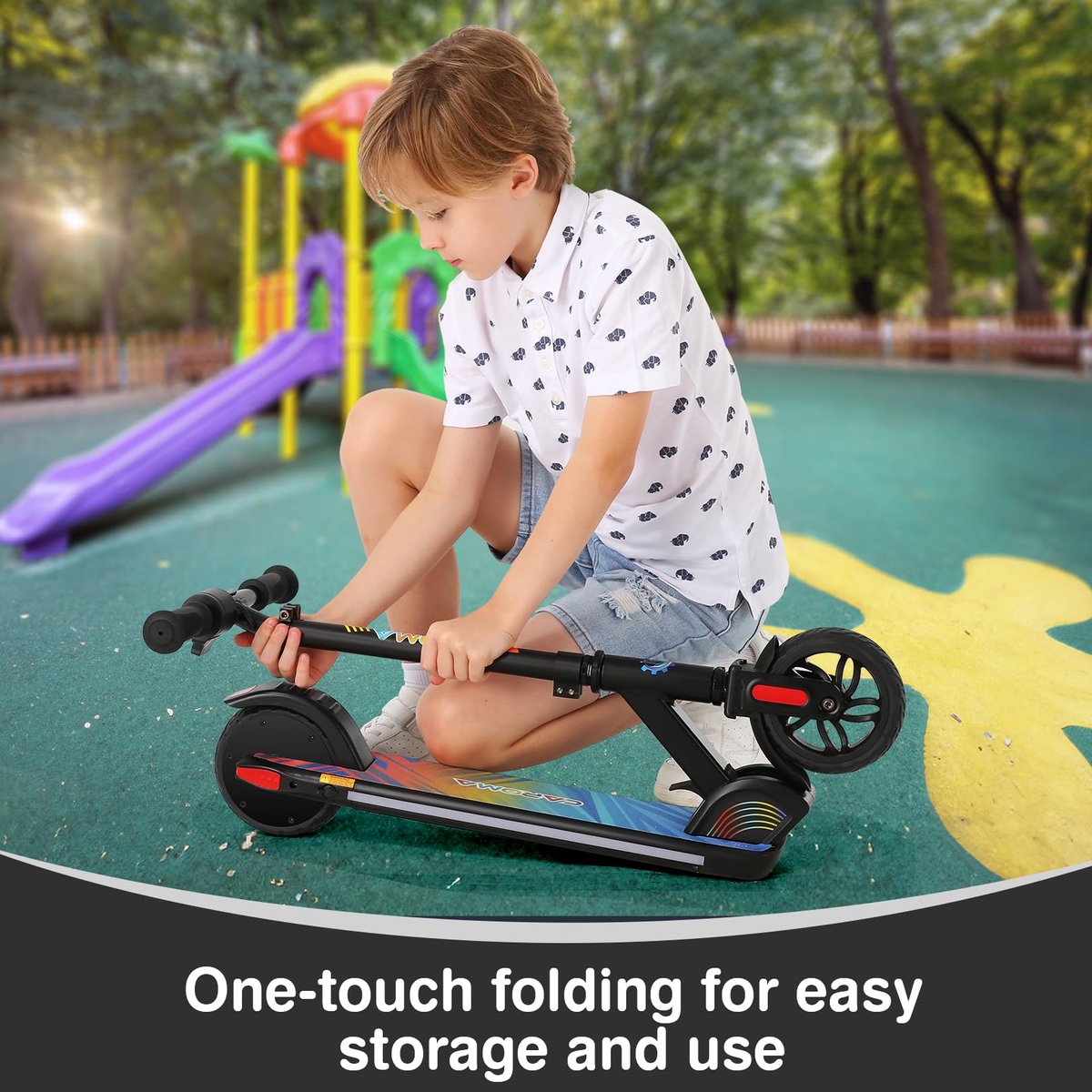 SnelShoppen - Opvouwbare Elektrische Step voor Kinderen 8-14 Jaar, 150W Motor, Max. 17 km/u, Instelbare Snelheid en Hoogte, LED-Display, Perfect Cadea