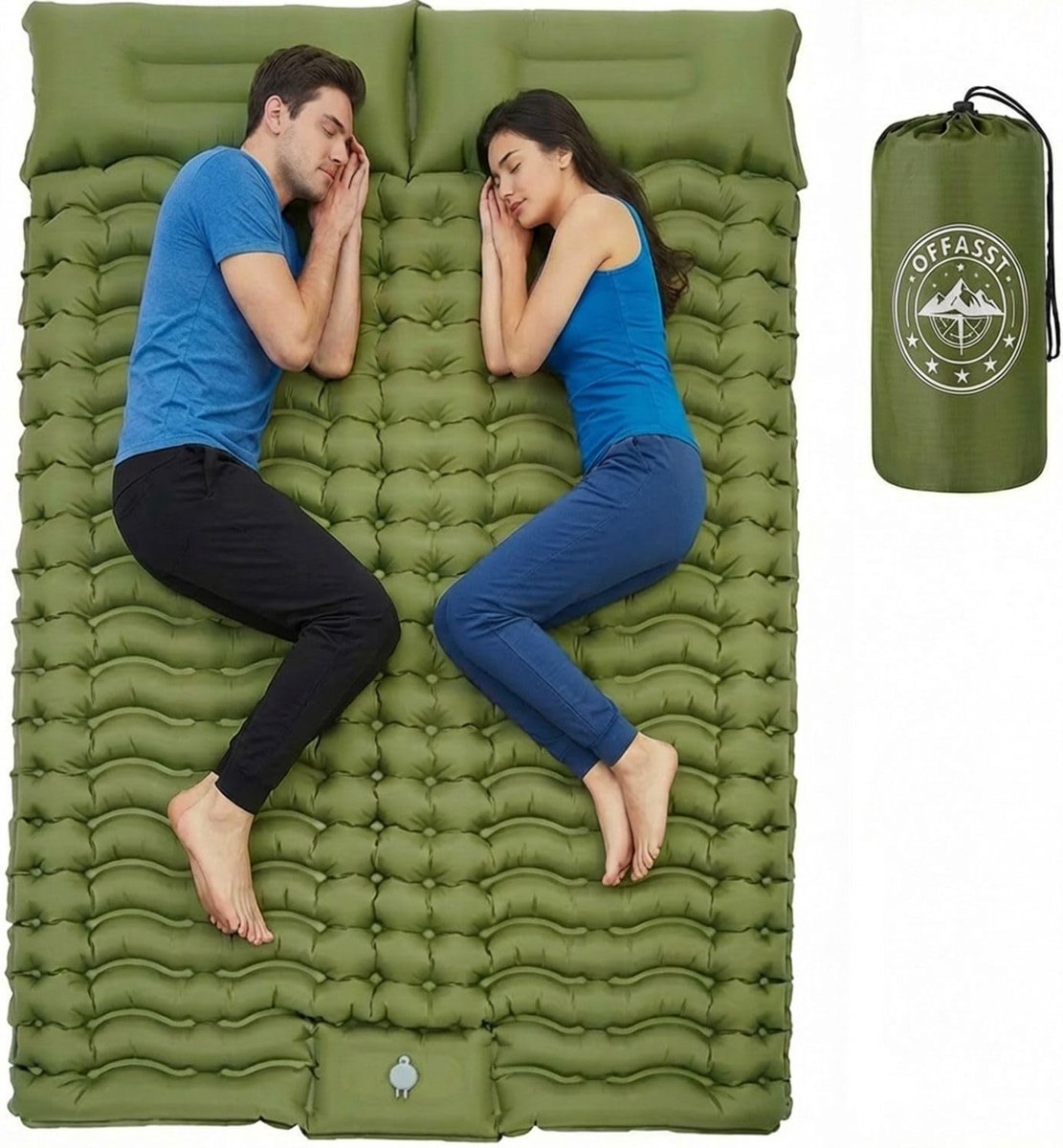 SnelShoppen - Ultralichte Opblaasbare Campingmatras voor 2 Personen - Dikke Isolatimatras - Ideaal voor Kamperen, Strand en Wandelen - Inclusief Pomp