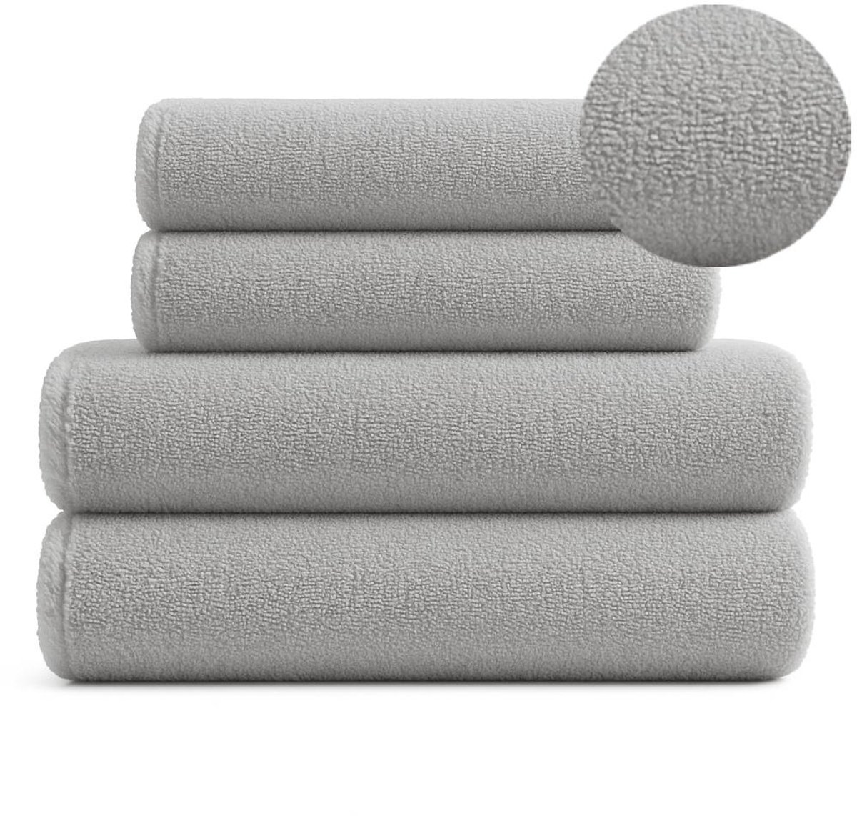 KONEY - Handdoekenset 4-delig - Diana - 2 x 50 x 90 cm + 2 x 70 x 140 cm - Lichtgrijs, Grijs